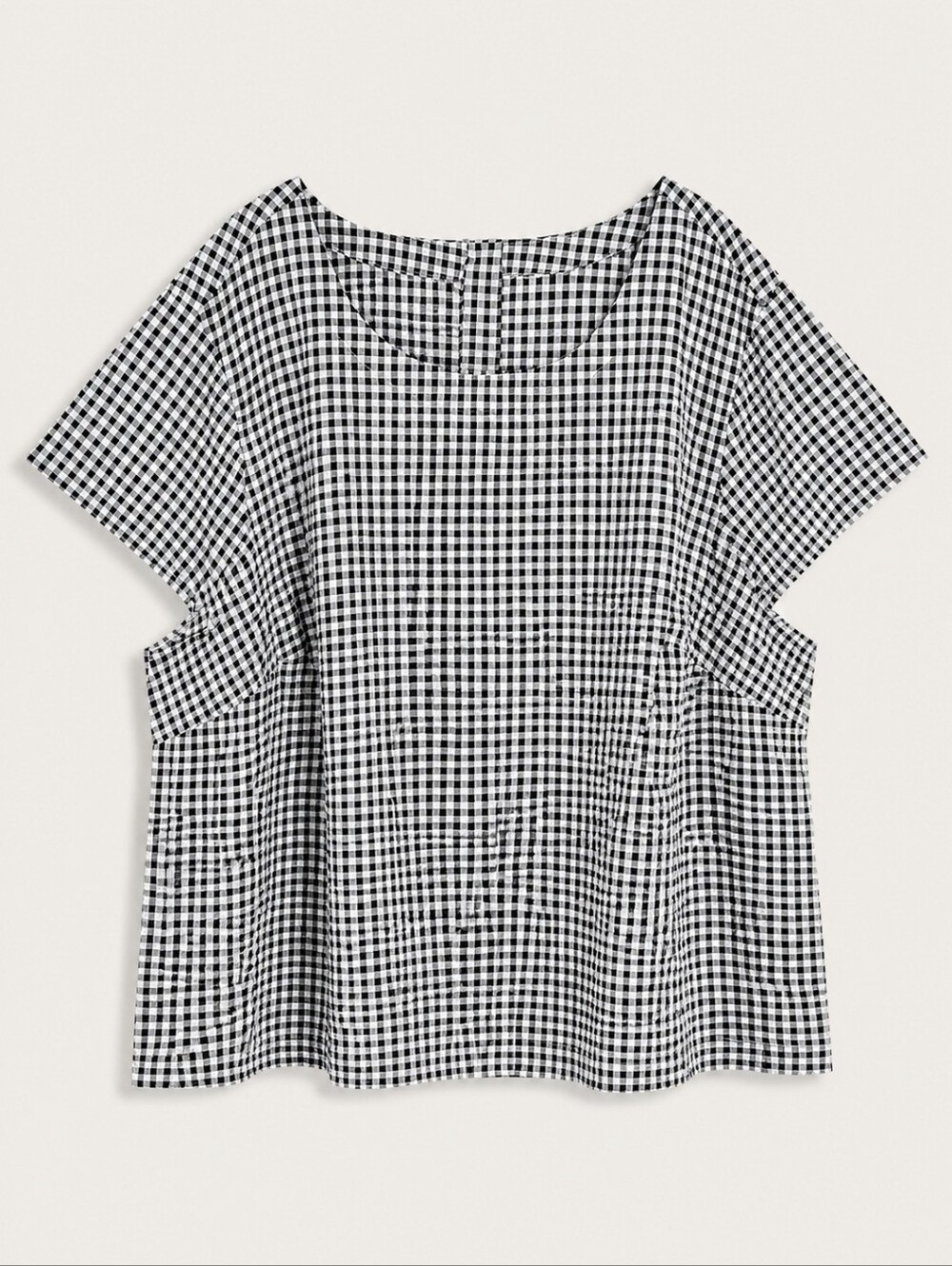 NWT J.Jill Button Back Short Sleeve Top Black Cream Print 3X